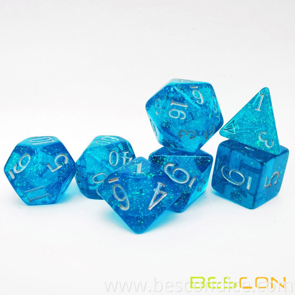 Blue Sparkling Shimmery Rpg Game Dice 3